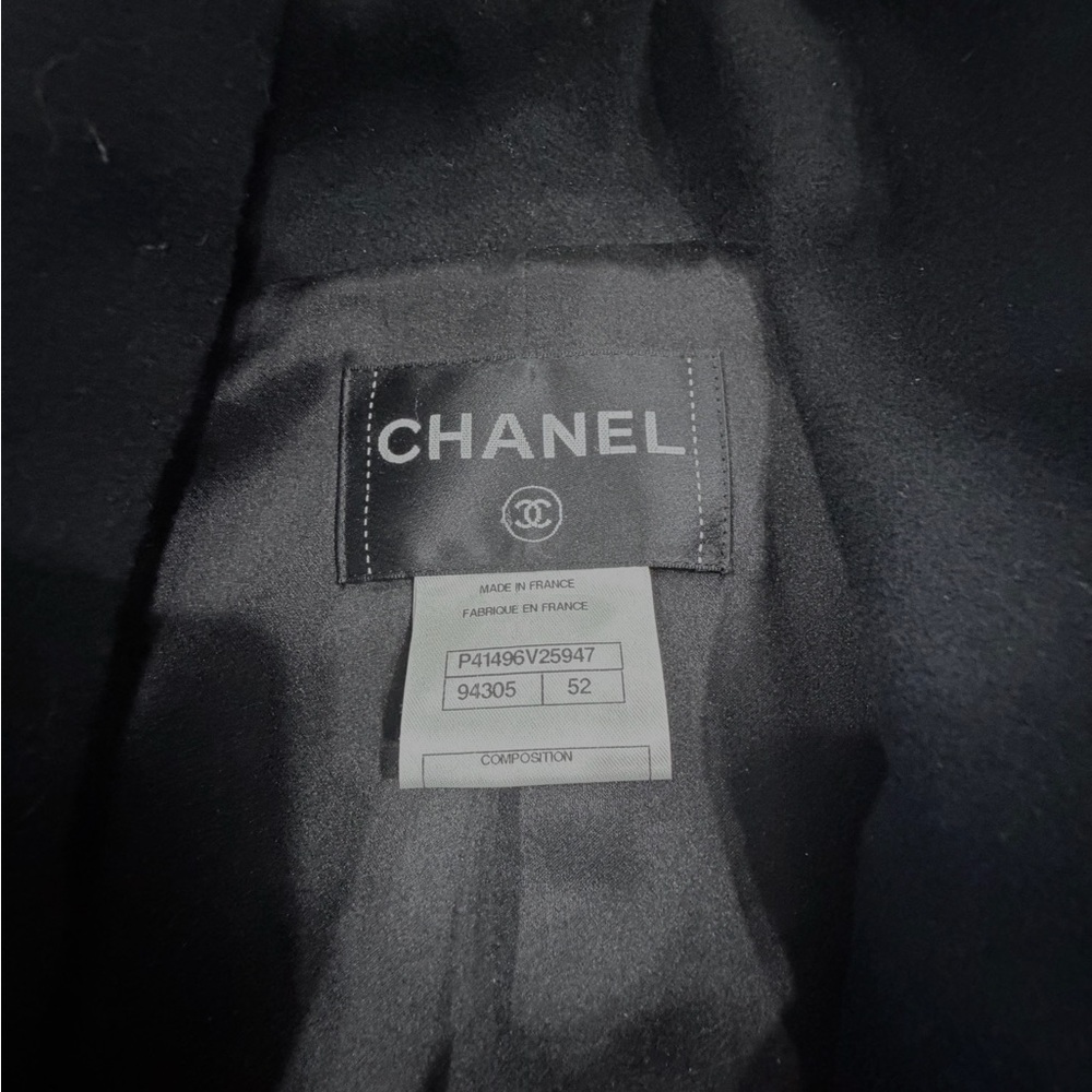 NWOT CHANEL MENS BLACK WOOL PEACOAT WITH CHANEL SIGNATURE BUTTONS IN GUNMETAL - Picture 10 of 12